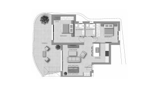 Penthouse floor plan, 2 bedrooms in SALISOL RESORT No. 6